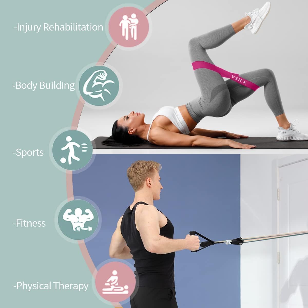 VEICK Resistance Bands. Exercise Bands. Workout Bands. Resistance Bands for Working Out with Handles for Men and Women. Exercising Bands for Fitness Weights Work Out at Home