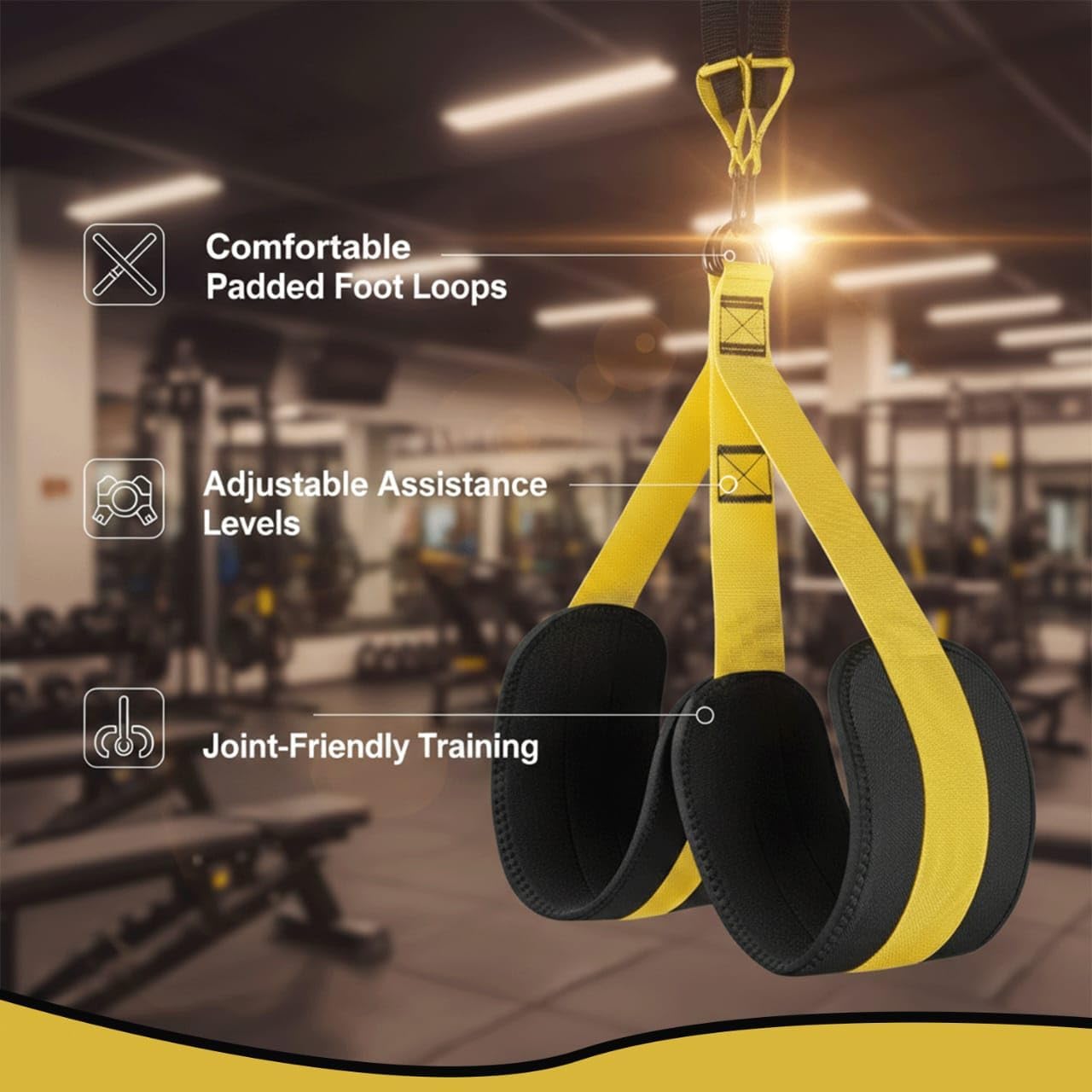 Pull Up Assistance Bands – Heavy Duty Adjustable Pull Up Assist Bands with Foot & Knee Support for Pull Up Bar. Pull Up Resistance Bands for Home Gym. Strength Training Equipment. Yellow