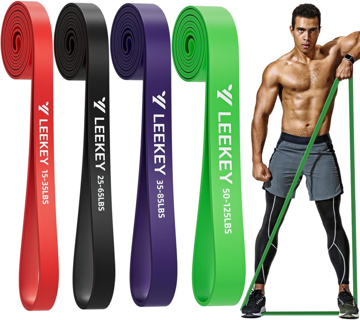 LEEKEY Resistance Bands. Exercise Bands with Handles.Pull Up Assist Bands - Band Set with Door Anchor - Bands for Working Out.Band for Men and Women Fitness Training.Home Workouts
