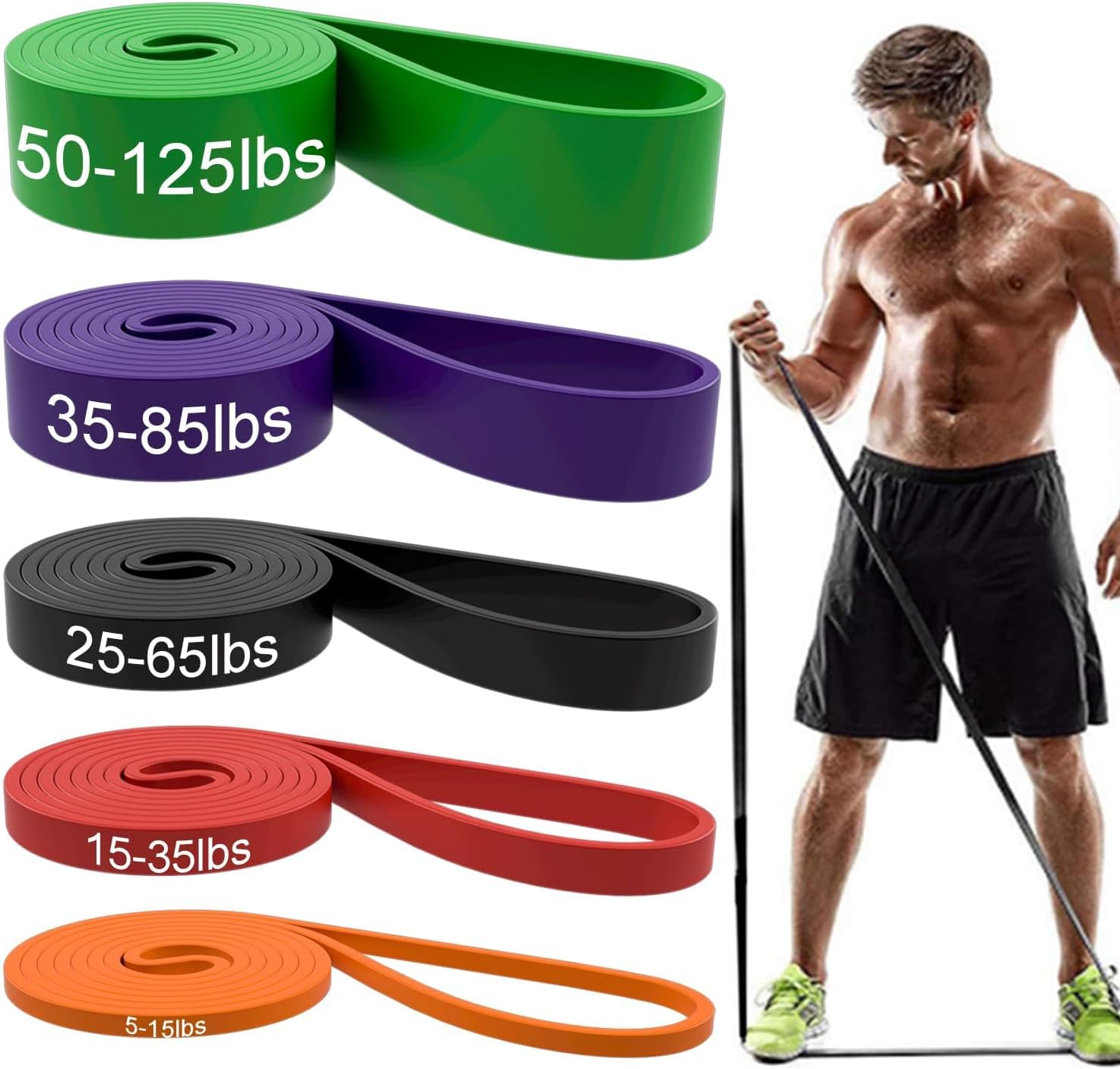 Resistance Bands. Pull Up Assist Bands - Workout Bands. Eexercise Bands. Long Resistance Bands Set for Working Out. Fitness. Training. Physical Therapy for Men Women