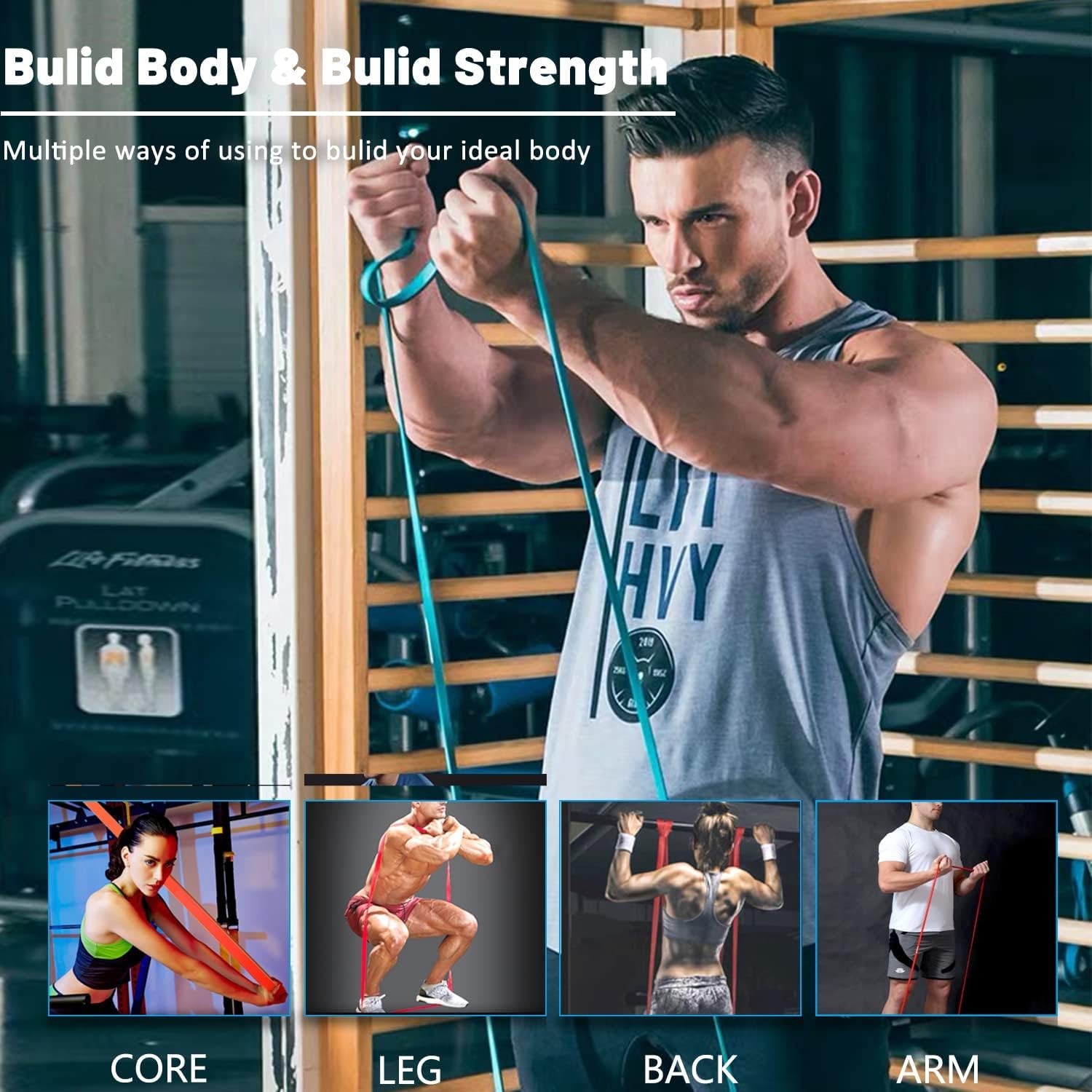 Resistance Bands. Pull Up Assist Bands - Workout Bands. Eexercise Bands. Long Resistance Bands Set for Working Out. Fitness. Training. Physical Therapy for Men Women