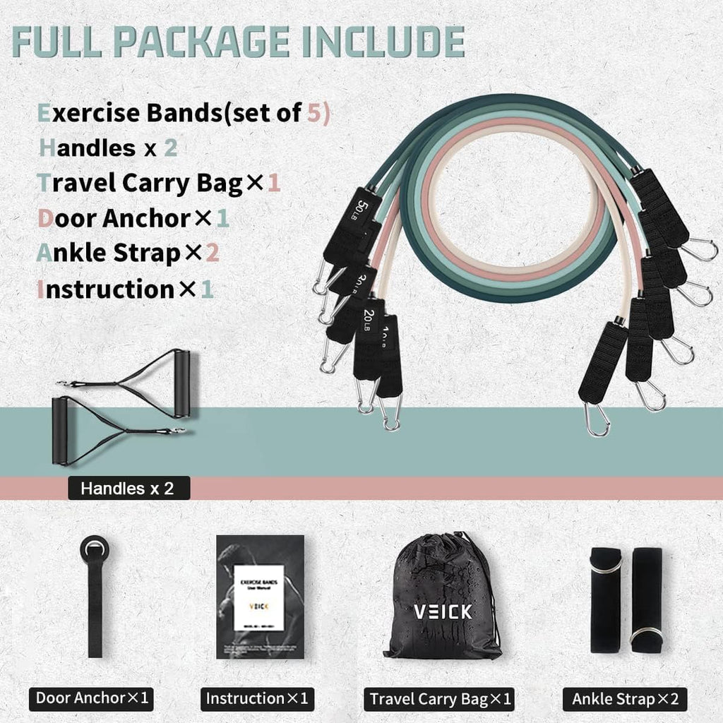 VEICK Resistance Bands. Exercise Bands. Workout Bands. Resistance Bands for Working Out with Handles for Men and Women. Exercising Bands for Fitness Weights Work Out at Home