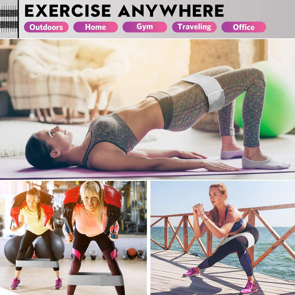 Renoj Resistance Bands for Working Out: 3-Set Professional Exercise Bands for Pilates. Yoga. Home Gym. Booty. Leg Training | Heavy/Medium/Light Fabric Loops for Women Men