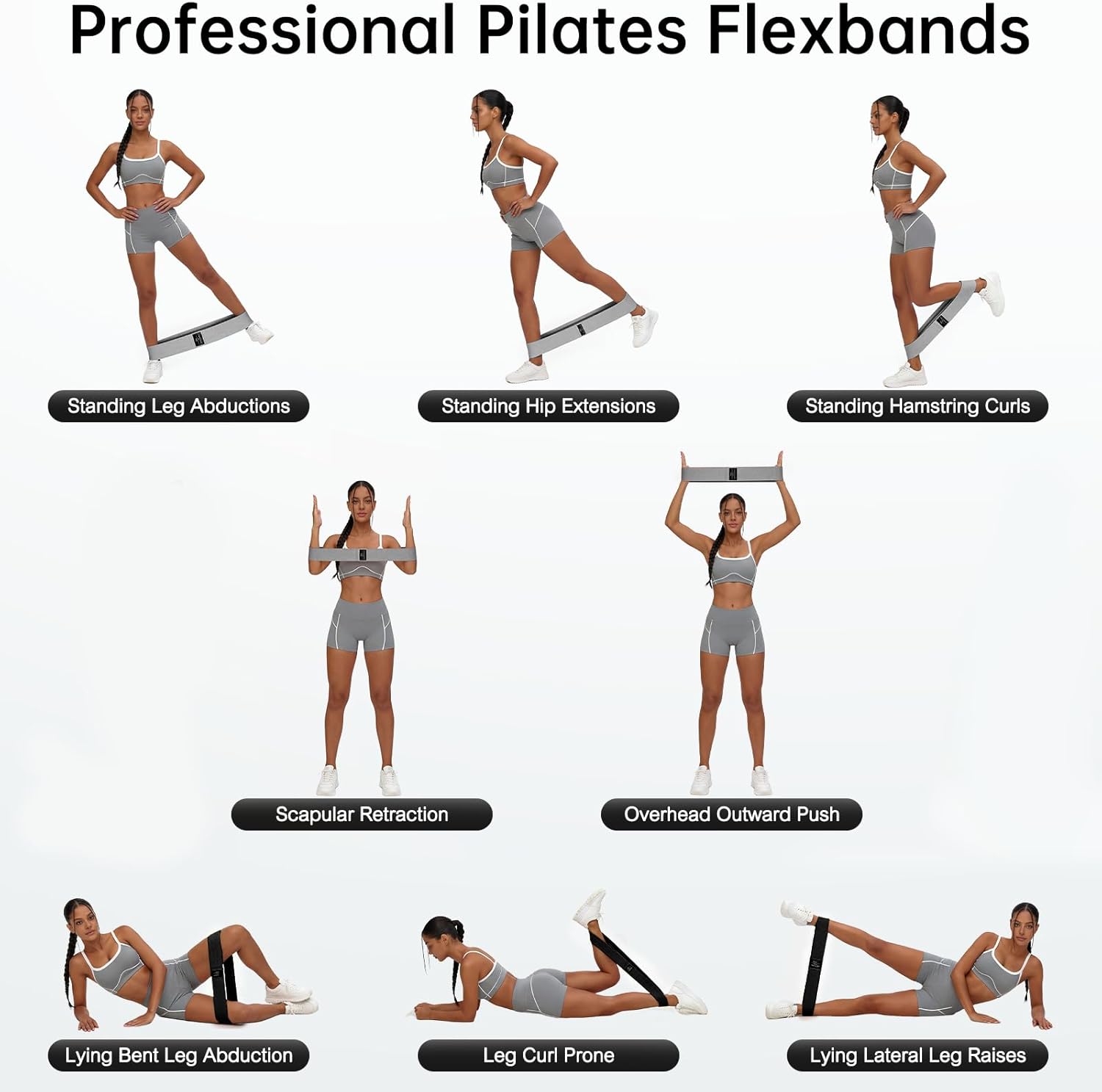 Renoj Resistance Bands for Working Out: 3-Set Professional Exercise Bands for Pilates. Yoga. Home Gym. Booty. Leg Training | Heavy/Medium/Light Fabric Loops for Women Men