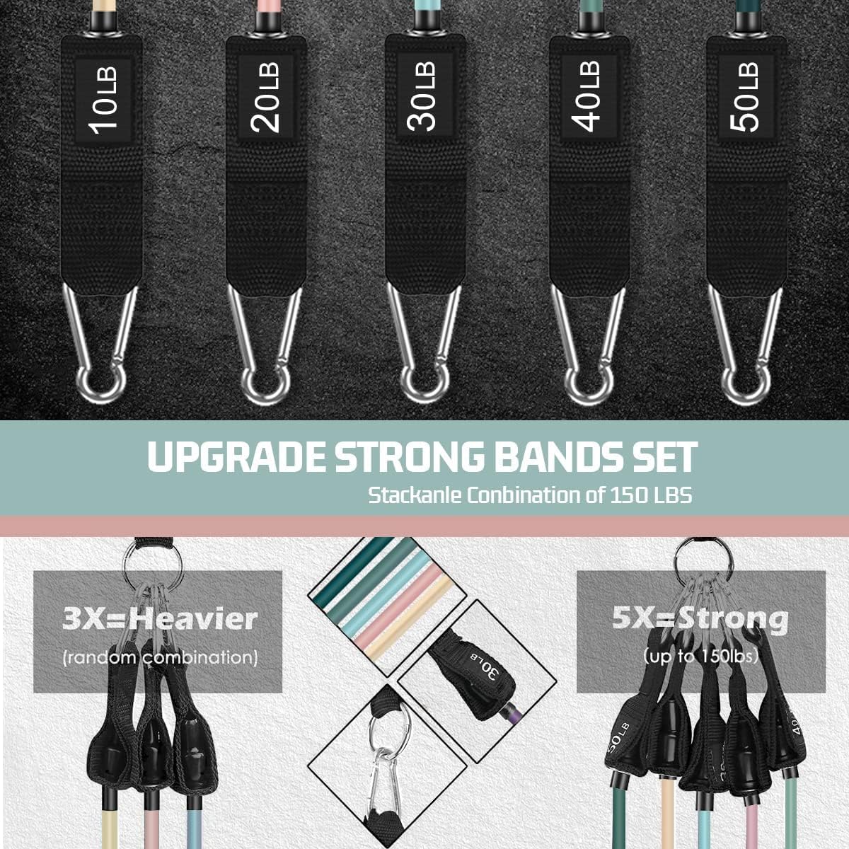 VEICK Resistance Bands. Exercise Bands. Workout Bands. Resistance Bands for Working Out with Handles for Men and Women. Exercising Bands for Fitness Weights Work Out at Home