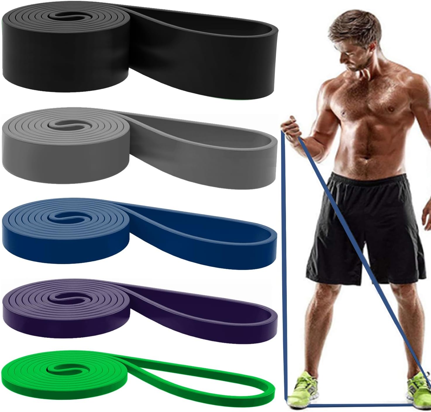 Resistance Bands. Pull Up Assist Bands - Workout Bands. Eexercise Bands. Long Resistance Bands Set for Working Out. Fitness. Training. Physical Therapy for Men Women