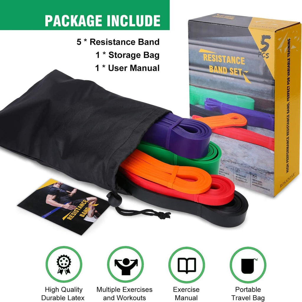 Resistance Bands. Pull Up Assist Bands - Workout Bands. Eexercise Bands. Long Resistance Bands Set for Working Out. Fitness. Training. Physical Therapy for Men Women