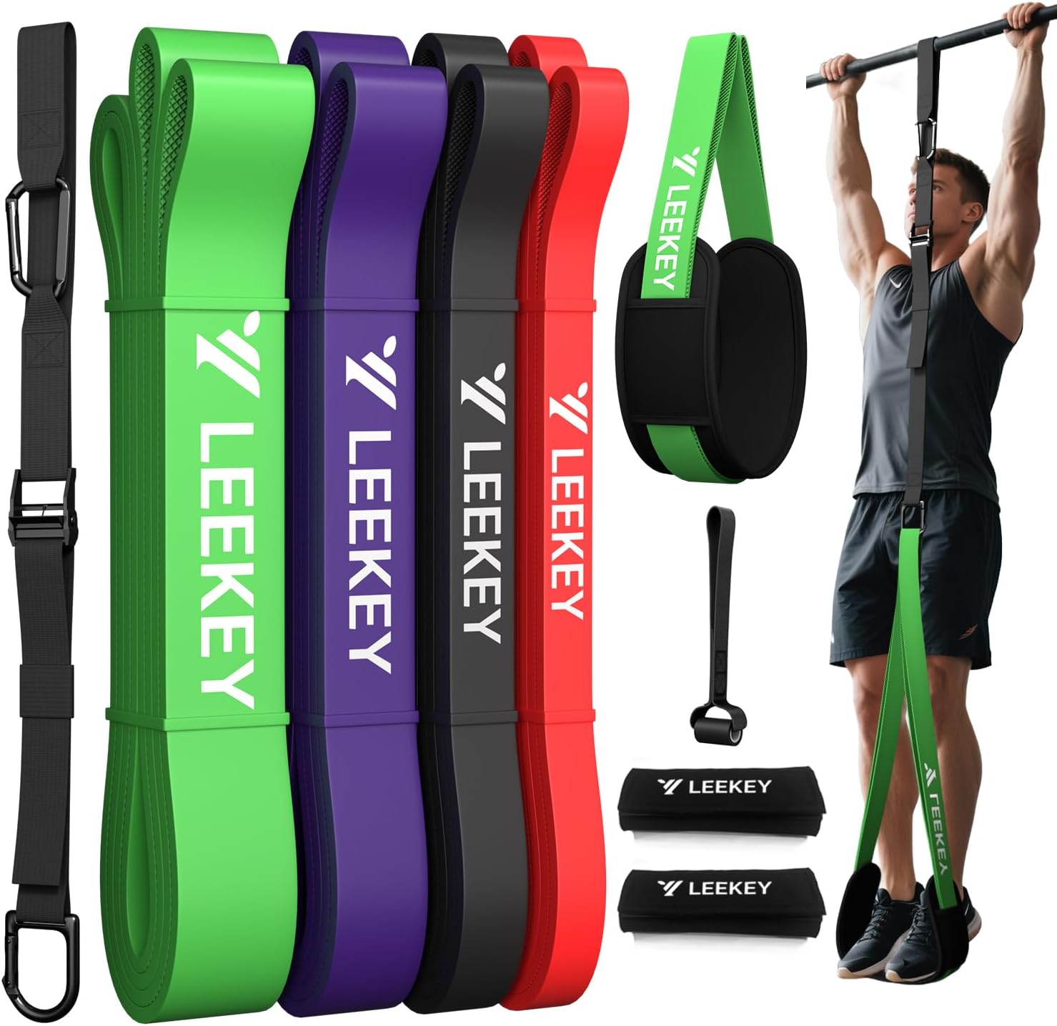 LEEKEY Resistance Bands. Exercise Bands with Handles.Pull Up Assist Bands - Band Set with Door Anchor - Bands for Working Out.Band for Men and Women Fitness Training.Home Workouts