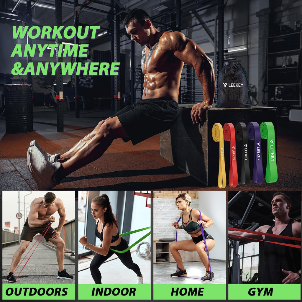 LEEKEY Resistance Bands. Exercise Bands with Handles.Pull Up Assist Bands - Band Set with Door Anchor - Bands for Working Out.Band for Men and Women Fitness Training.Home Workouts